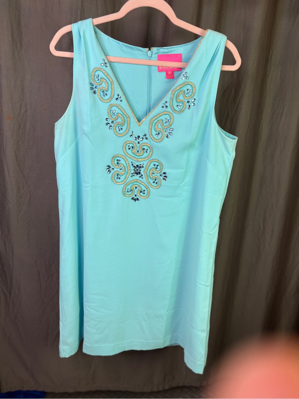 Lilly Pulitzer Aqua Embellished V-Neck Tunic